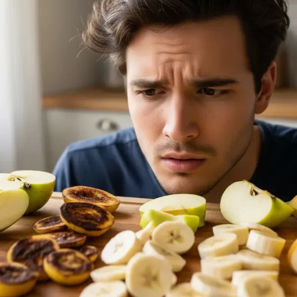 Por que algumas frutas escurecem rápido depois de cortadas?