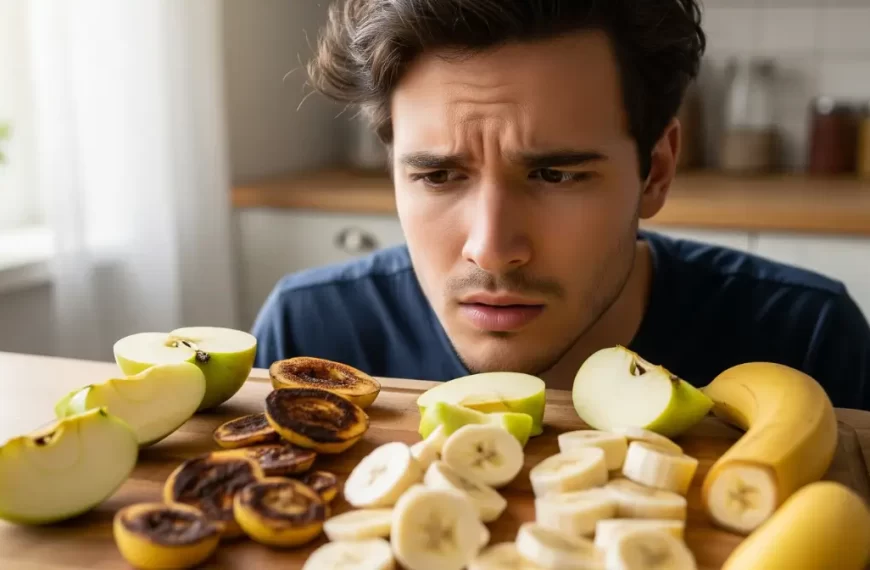 Por que algumas frutas escurecem rápido depois de cortadas?